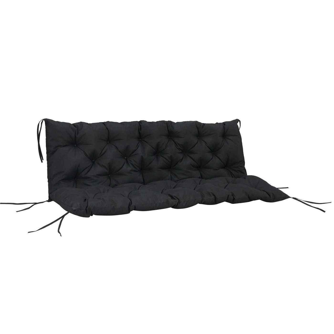 3-Seater Outdoor Bench Cushion with Backrest, Black
