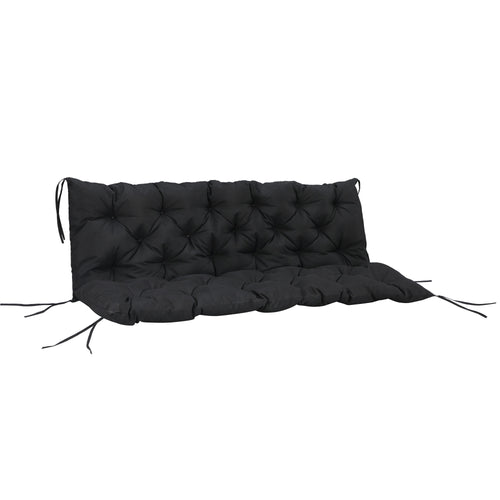 3-Seater Outdoor Bench Cushion with Backrest, Black