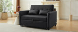 Convertible Sleeper Sofa Bed Loveseat Black PU Leather USB Ports