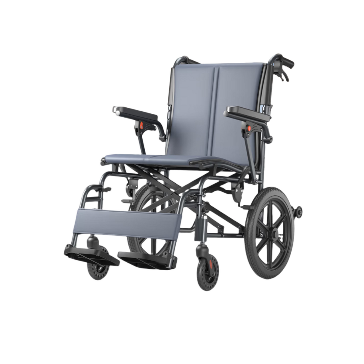 Adult Wheelchair, 16-inch Ergonomic Foldable Aluminum Transport Wheelchair