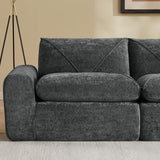 Sofa Modern Chenille Dark Gray 2 Seat with Footrest Compact 85 In