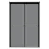 48"W x 76"H Matte Black Double Sliding Glass Shower Door