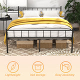 Queen Metal Platform Bed with Headboard Black