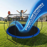 Outdoor Trampoline 14' - Basketball Hoop, Enclosure Net, Ladder