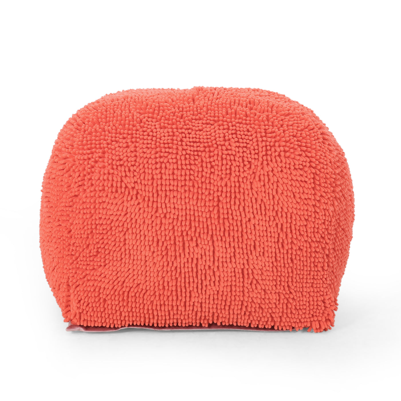 Coral Microfiber Square Pouf Ottoman 20x20x14