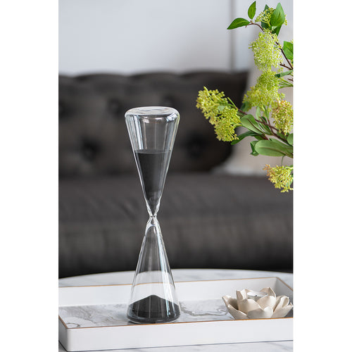 4.5x4.5x15.5" Triangular Hourglass 90 Minutes Black Sand