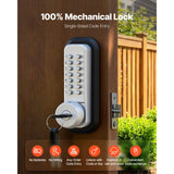 Mechanical Keyless Entry Door Lock, 2.0 Code Upgrade, 4-7 Digits Code