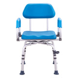 Shower Chair 360 Degree Swivel Padded PU Seat Aluminum 300 LB Blue
