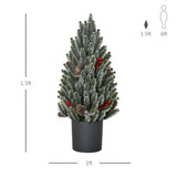 HOMCOM 18' Tall Unlit Miniature Snow-Flocked Tabletop Artificial Christmas Tree,
