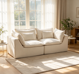 74.8" Wide Cloud Modular Sectional Sofa Waffle Fabric 2-Seat