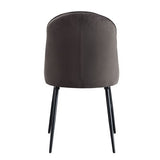 Side Chair Set of 2 - Dark Gray Fabric - Channel Tufted Back
