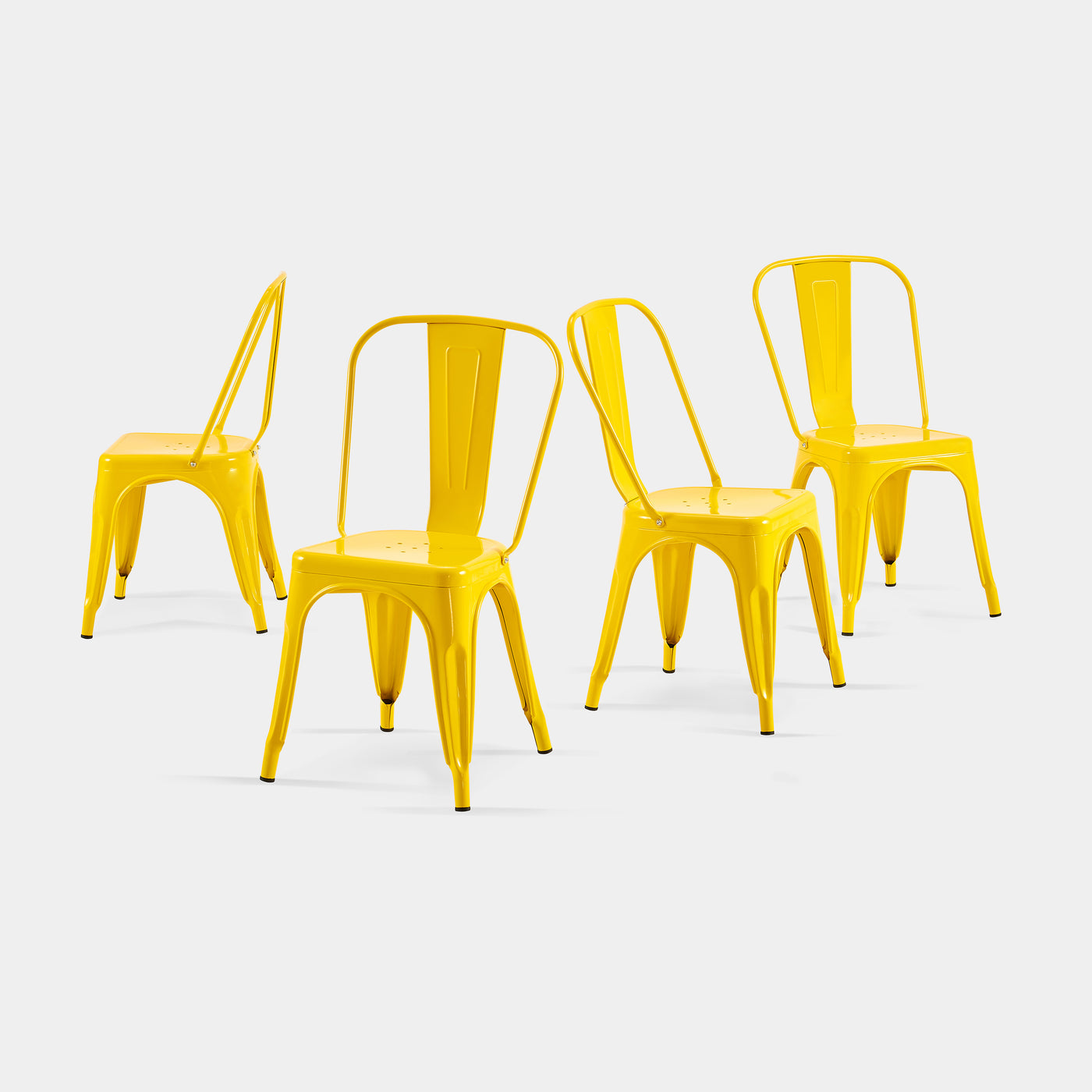 Set of 4 Yellow Industrial Metal Dining Chairs 18" Seat