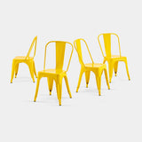 Set of 4 Yellow Industrial Metal Dining Chairs 18" Seat
