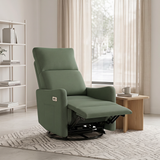 Velvet Recliner Swivel Power Dark Green