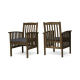 Acacia Dining Chair Set with Cushions, Dark Grey, 2 Piece