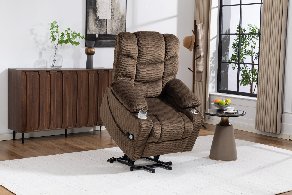 Velvet Recliner Power with Massage Brown
