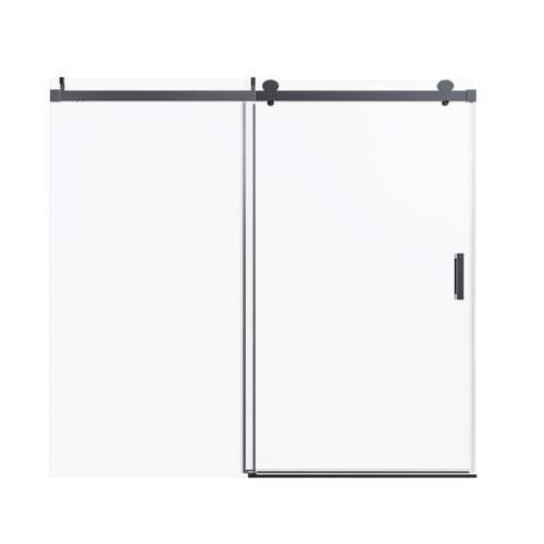 Matte Black Frameless Single Sliding Soft-Close Shower Door