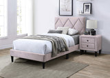 Light Pink Velvet Nightstand with 2 Drawers, Sleek Design, Tempered Legs