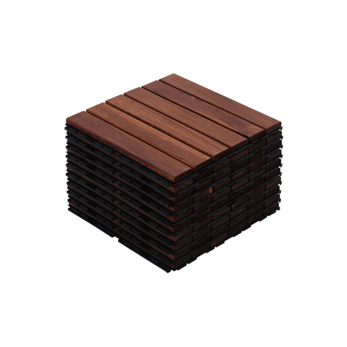 Acacia Hardwood Interlocking Deck Tiles 12x12 Brown Striped