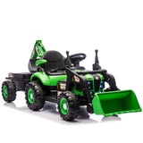 24V Kids Ride-On Electric Tractor Toy with 4-in-1 Construction Attachments (Exca