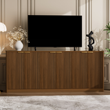 Modern Walnut Wavy Sideboard Cabinet 67"L 6-Door Storage
