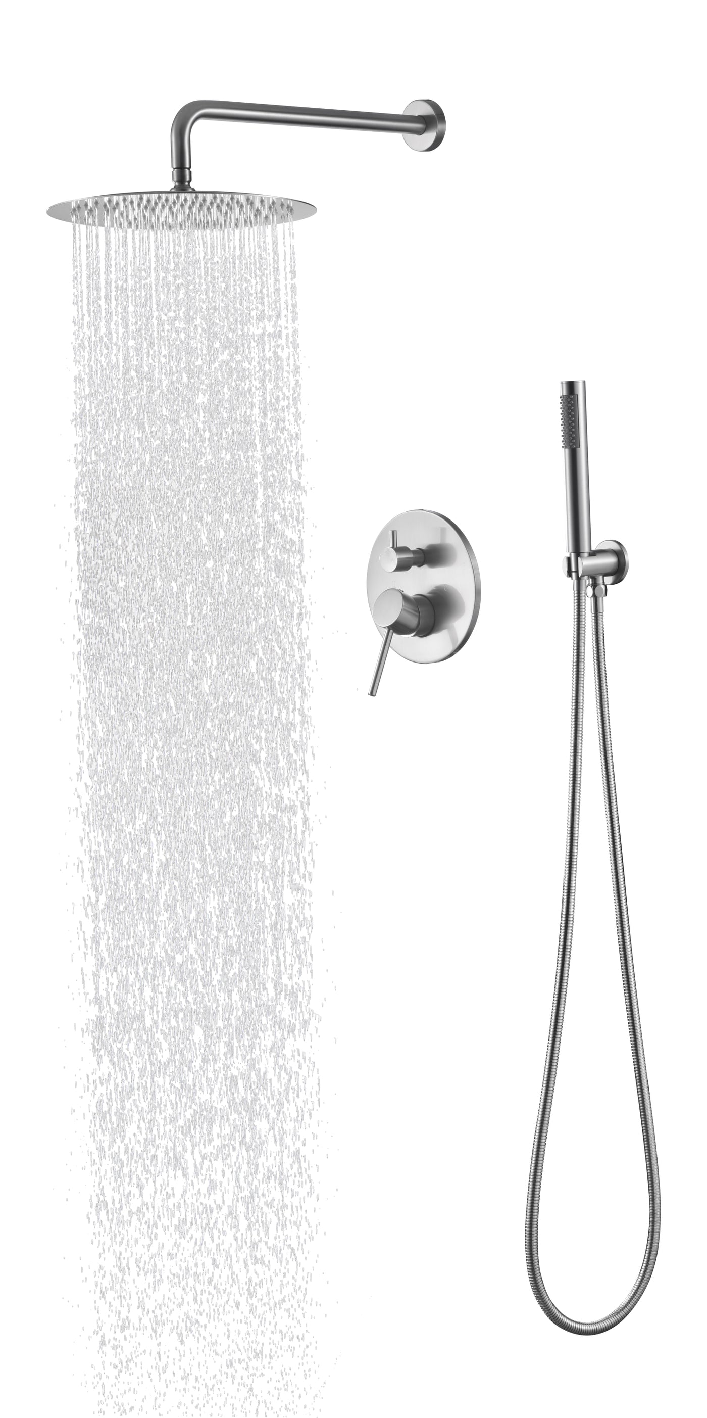 Wall Mounted Shower System Faucet Set Stainless Steel Rain Head