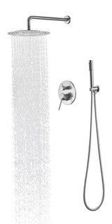Wall Mounted Shower System Faucet Set Stainless Steel Rain Head