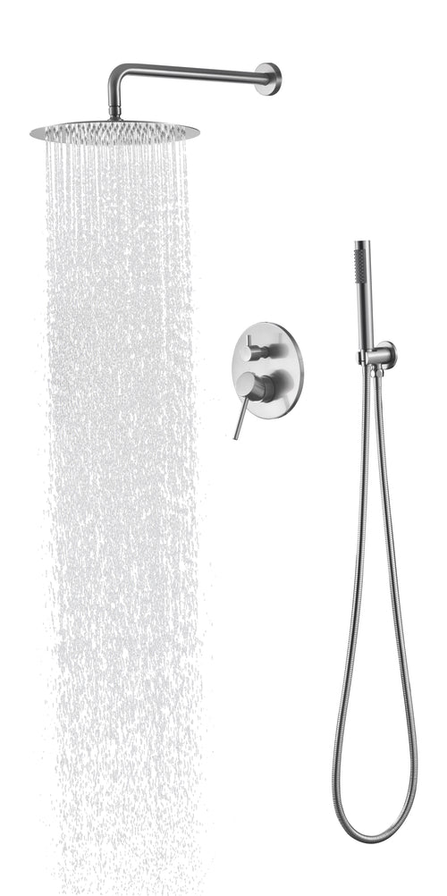 Wall Mounted Shower System Faucet Set Stainless Steel Rain Head