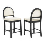 Counter Height Rattan Bar Stool Set of 2, Black