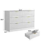 6-Drawer Engineered Wood Dresser White 47"