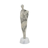 Abstract Aluminum Human Figurine Marble Stand Silver White