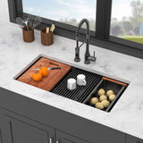 Double Bowl (60/40) Undermount Kitchen Sink- 33"x19"x10" Gunmetal Black 16 Gauge
