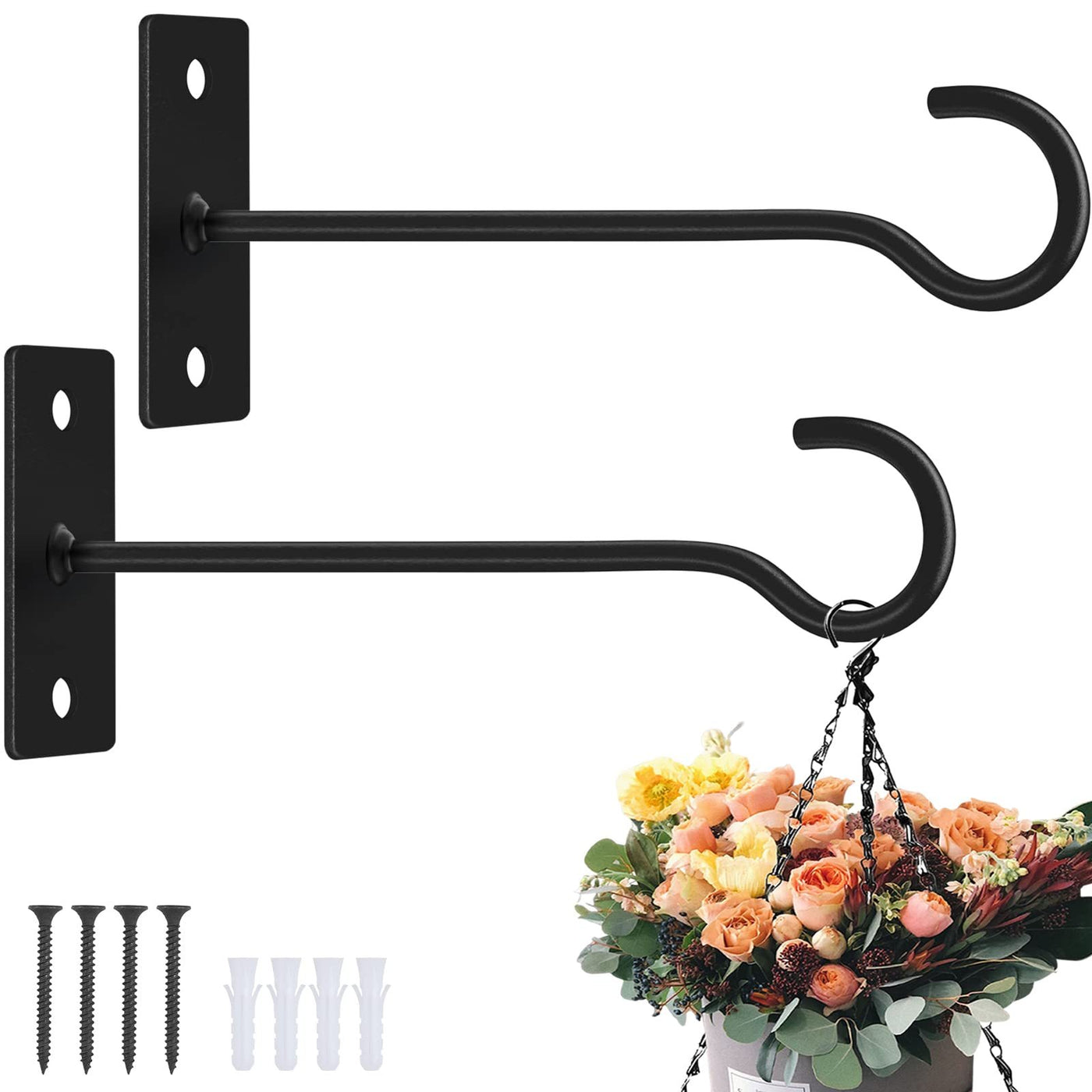 6" Metal Plant Hanging Hooks 2-Pack Decorative Bracket