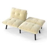 Fabric Sleeper Sofa Foldable Cream 63"
