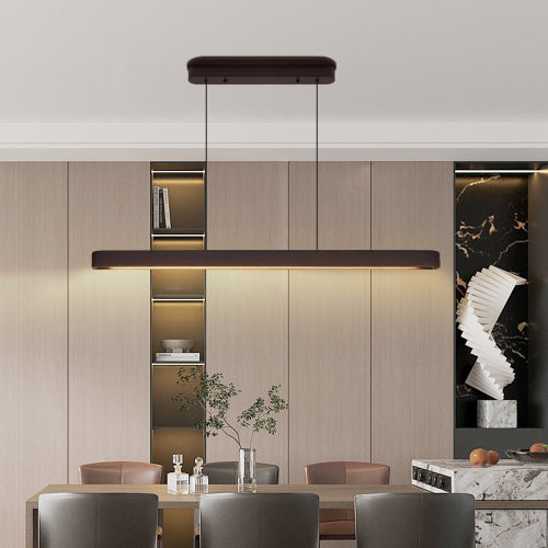 LED Pendant Light - Iron and Wood - Walnut Finish - 39" Dimmable