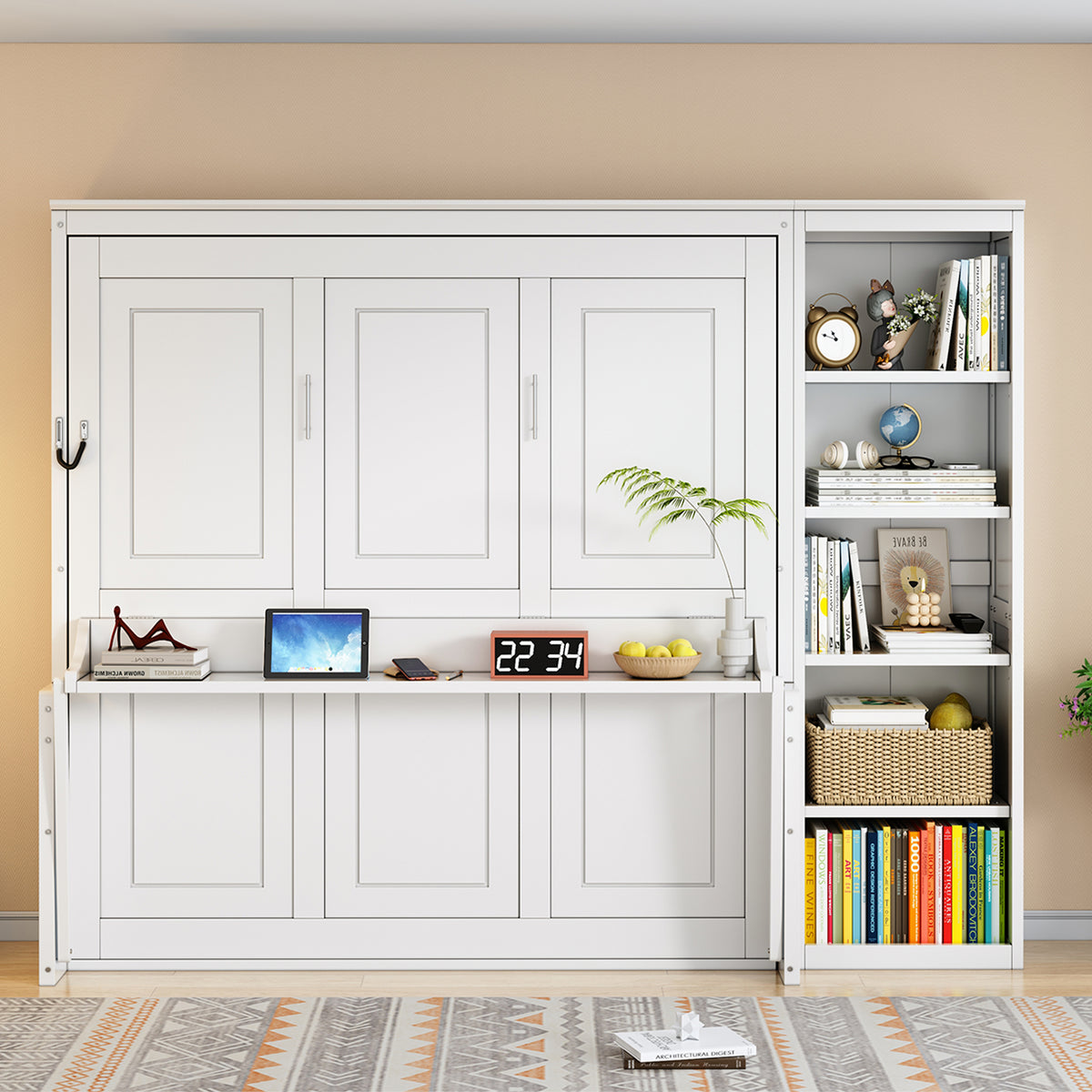 Queen Engineered Wood Murphy Bed White