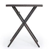 Wicker Bar Table Set Brown Multi