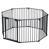200' Adjustable Safety Gate 8 Panels Play Yard Metal Doorways Fireplace Fence Ch