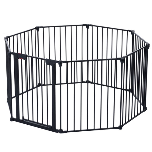 200' Adjustable Safety Gate 8 Panels Play Yard Metal Doorways Fireplace Fence Ch