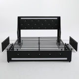 Full Upholstered Platform Bed with Headboard Black
