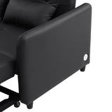 Convertible Sleeper Sofa Bed Loveseat Black PU Leather USB Ports