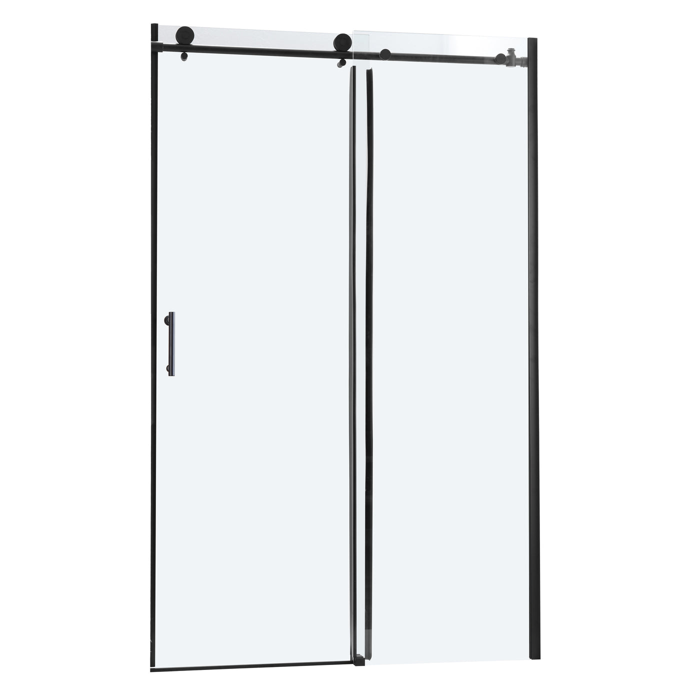 48" x 76" Matte Black Single Sliding Bypass Shower Door Enclosure