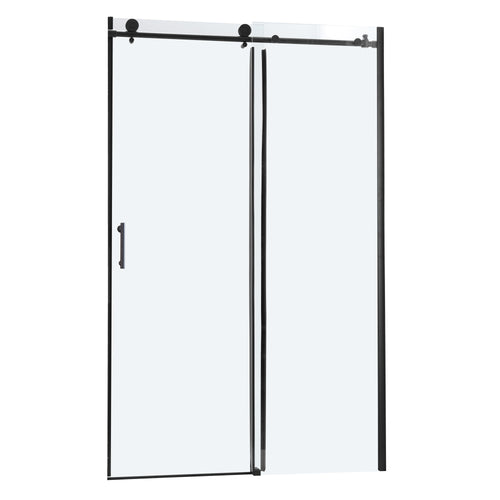 48" x 76" Matte Black Single Sliding Bypass Shower Door Enclosure
