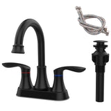 Matte Black 2-Handle High Arc Bathroom Sink Faucet 360 Swivel
