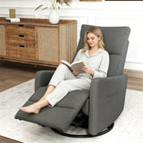 Velvet Recliner Swivel Power Dark Gray