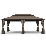 14' X 24' Hardtop Gazebo with Drainage System, Brown