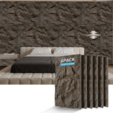 3D Faux Stone Wall Panels, 6 PCS PU Wainscoting Panel for Interior Wall Decor