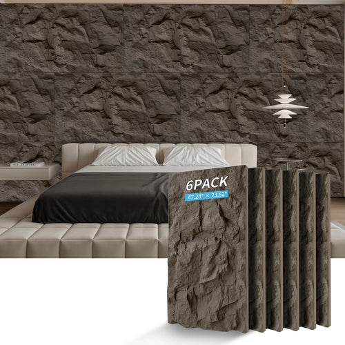 3D Faux Stone Wall Panels, 6 PCS PU Wainscoting Panel for Interior Wall Decor