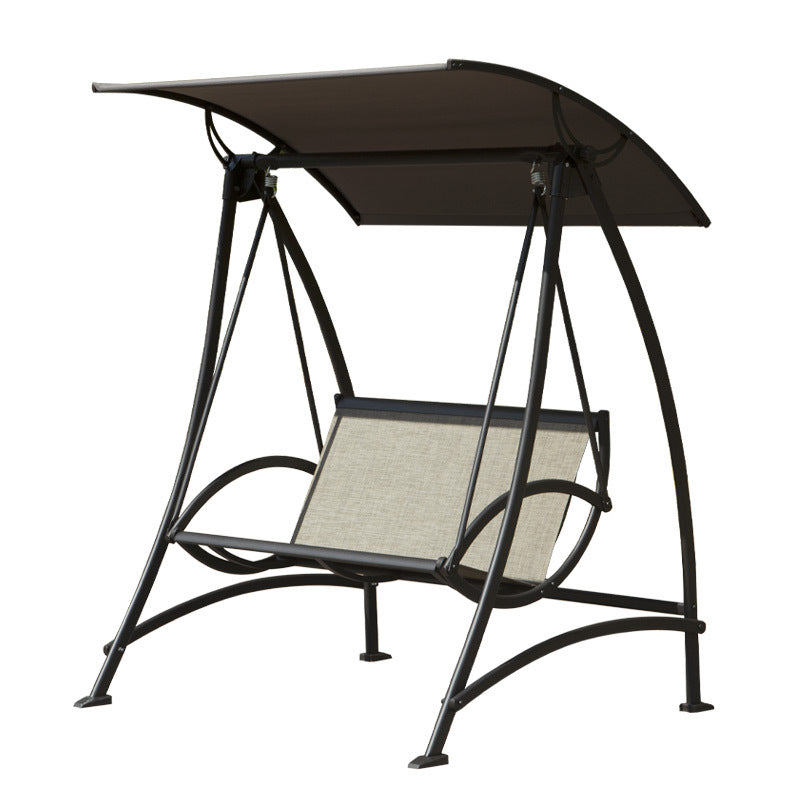 2-Seat Patio Swing Chair with Canopy and Steel Frame