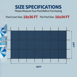 Swimming Pool Safety Cover, Fits 16x34ft Rectangular underground